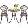Cast Aluminum Patio Bistro Bar Table and Chair Set 3 Piece
