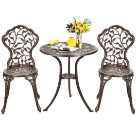 Cast Aluminum Patio Bistro Bar Table and Chair Set 3 Piece (Color: As show the pic, size: 24 Inch)