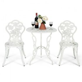 Cast Aluminum Patio Bistro Bar Table and Chair Set 3 Piece (Color: White, size: 24 Inch)