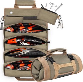 Tool Roll Up Bag, Gifts for Men Dad Husband Him Chirstmas, Mens Stocking Stuffers, Portable Tools Box Storage for Men (Color: Green)