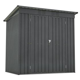 6x4 FT Outdoor Metal Storage Shed All Weather Tool Shed Lockable Doors Garden Backyard Lawn (Color: as Pic)