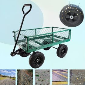Solid Wheel Garden Cart Heavy Duty Utility Wagon for Firewood Tools Transport (Color: as Pic)