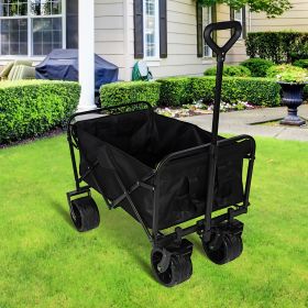 100L Folding Beach Wagon Cart with Large Wheels (Color: as Pic)