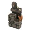 15 Inch Two Tier Woodland Animal Water Fountain with Light