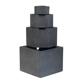 19.7 Inch Gray Cement 4 Tier Water Fountain (Color: as Pic)