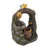 18.5 Inch Two Tier Woodland Animal Water Fountain with Light