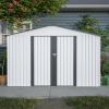 10x8 FT Metal Outdoor Storage Shed with Lockable Doors Grey