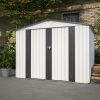 8 x 6 FT White Outdoor Metal Storage Shed with Lockable Doors