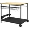 Outsunny outdoor bar cart with wheels, side handle, baskets, and wine holders for patio, garden, and dining room serving.