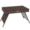Outsunny folding rattan side table, hand-woven PE rattan outdoor coffee table for balcony, backyard, garden, and courtyard use.