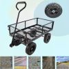 Black Solid Wheel Wagon Cart Garden Tools Firewood Transport