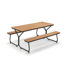 6 FT Outdoor Picnic Table Bench Set for 6 8 People (Color: brown)