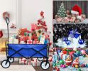 Large capacity folding wagon cart, heavy-duty foldable garden and beach cart
