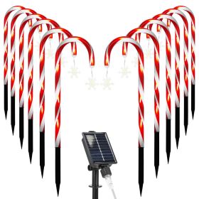 Solar Christmas Candy Cane Lights Set with 12 Candies and 72 LEDs Outdoor Waterproof Flickering Pathway String Lights with 8 Lighting Modes (type: Snowflake)