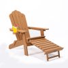 TALE folding oversized Adirondack chair with ottoman and cup holder. Durable poly lumber