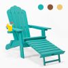 TALE folding oversized Adirondack chair with ottoman and cup holder. Durable poly lumber