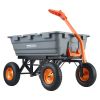 VEVOR Garden Cart, Durable Poly Dump Cart with Simple Assembly Steel Structure, Versatile Dump Wagon with Dual-Function Handle