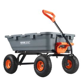 VEVOR Garden Cart, Durable Poly Dump Cart with Simple Assembly Steel Structure, Versatile Dump Wagon with Dual-Function Handle (size: Poly-800 lbs)