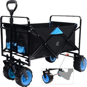 Collapsible Heavy Duty Beach Wagon Folding Utility Cart (Color: Black)