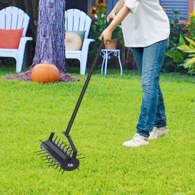 Rolling Manual Lawn Aerator with 58 Inch Handle Push Lawn Aeration Tool for Lawns, Yards, and Gardens (Color: as Pic)