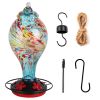 Glass Hummingbird Feeder 33OZ Hand Blown Hummingbird Feeder with 5 Flower Feeding Ports