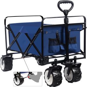 Collapsible Heavy Duty Beach Wagon Folding Utility Cart (Color: Blue)