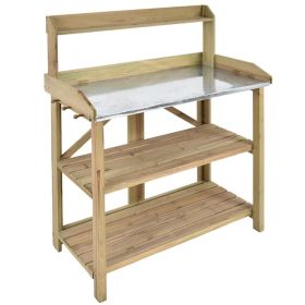 Garden Wooden Plant Bench Work Station (Color: As the picture shows)