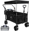 Heavy Duty Collapsible Wagon Cart with Removable Canopy