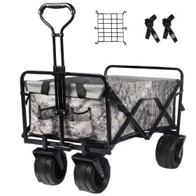 Collapsible Heavy Duty Beach Wagon Folding Utility Cart (Color: Gray)