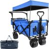 Heavy Duty Collapsible Wagon Cart with Removable Canopy