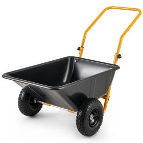 Dual Wheel Garden Utility Cart with Pneumatic Tires (Color: Black)