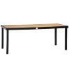 Outsunny 75" x 35" Outdoor Dining Table for 8 People, Rectangular Aluminum Frame Garden Table with All-Weather Faux Wood Top for Garden, Lawn, Patio