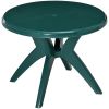 Outsunny 36.25" round patio table with umbrella hole, outdoor bistro dining table for garden, backyard, poolside, and yard use.