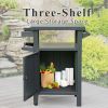 Outdoor metal Grill Table Cart with Storage Cabinet and Wheels