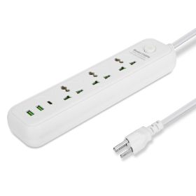 Power Strip with 5.9FT Extension Cord 3 AC Outlets 6 USB Ports Wall Mount Outlet Extender (Color: White, size: 6-port)