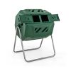 Rotating Compost Bin Barrel with Dual Chamber and Sliding Doors