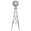 8 FT Green Iron Garden Windmill with Rotatable Weathervane