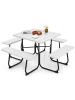 Outdoor Picnic Table with 4 Benches and Umbrella Hole