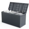 90 Gallon Black Plastic Storage Deck Box with Maze Texture