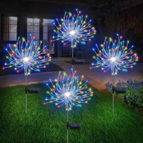 120 LED Solar Fireworks Lights Starburst Fairy Pathway Lights with 8 Modes Outdoor Decor (Color: Colorful)