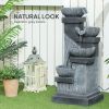 33.5" Water Fountain, 4-Tier Resin Cascading Bowls Outdoor Waterfall Fountain with LED Lights