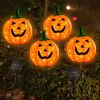 Solar Halloween Pumpkin LED Stake Lights Set of 4 Outdoor Pathway Garden Decoration with 2 Lighting Modes