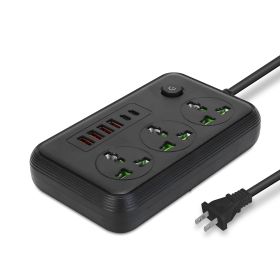 Power Strip with 5.9FT Extension Cord 3 AC Outlets 6 USB Ports Wall Mount Outlet Extender (Color: Black, size: 9-port)