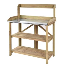 Garden Wooden Plant Bench Work Station (Color: brown)