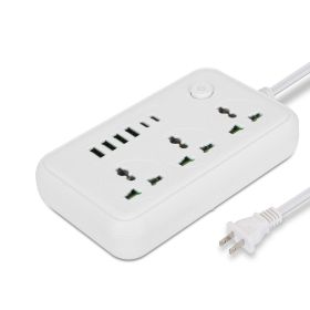 Power Strip with 5.9FT Extension Cord 3 AC Outlets 6 USB Ports Wall Mount Outlet Extender (Color: White, size: 9-port)
