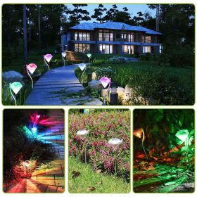 4 Pack Solar Diamond Garden Stake Lights, 7-Color Changing LED, IP65 Waterproof Decorative Pathway Lamps for Garden, Patio, Yard, and Walkways. (Color: AS  pic)