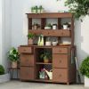 Rustic Garden Potting Bench Table with Drawers and Storage Shelves