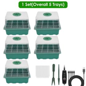 1Set(Overall 5Pcs Trays)/2Set (Overall 10 Trays) Options Seed Starter Tray With Grow Light Humidity Dome Germination Kit with 5-Level Brightness 4 Tim (type: 1Set(Overall 5Pcs Trays))