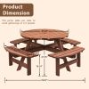 Circular Outdoor Wooden Picnic Table with Built In Benches 1720LB Capacity