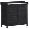 39 Inch Rustic Wooden Potting Bench with Storage Cabinet Shelves and Hooks